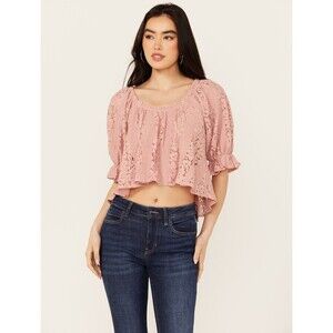 Free People Stacey lace crop top Medium
